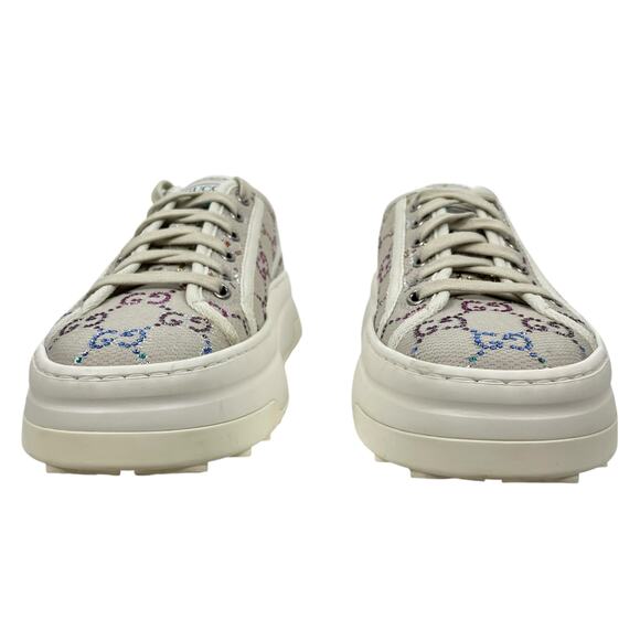 Gucci 1977 Treck Multicolor Crystal GG Canvas Platform Sneaker Size 38.5 - Picture 5 of 13